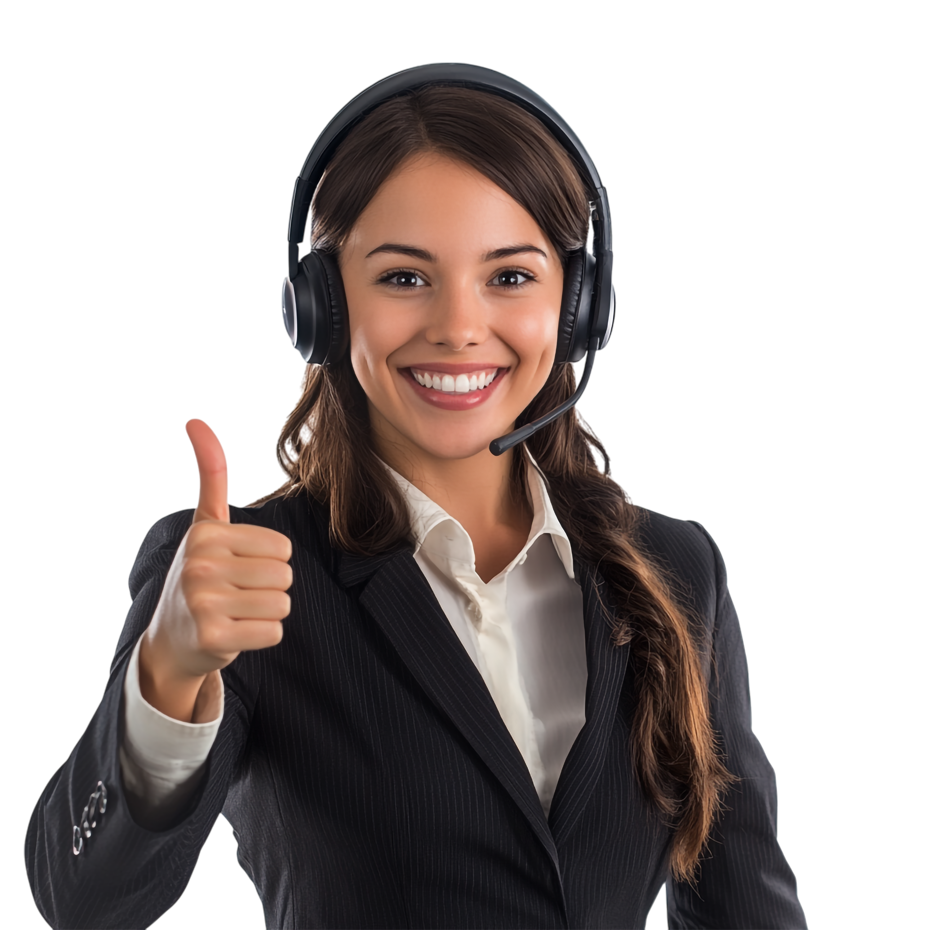 Customer support agent wearing a headset